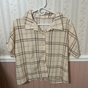 SHEIN PLAID BUTTON UP CROP TOP